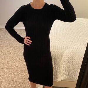 Lulu's Black Long Sleeve Knit Dress